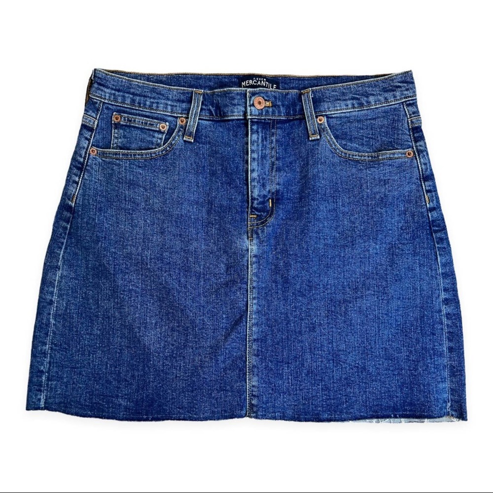 J.Crew Mercantile | Women's Raw Edge Denim Mini Skirt Medium Blue Wash